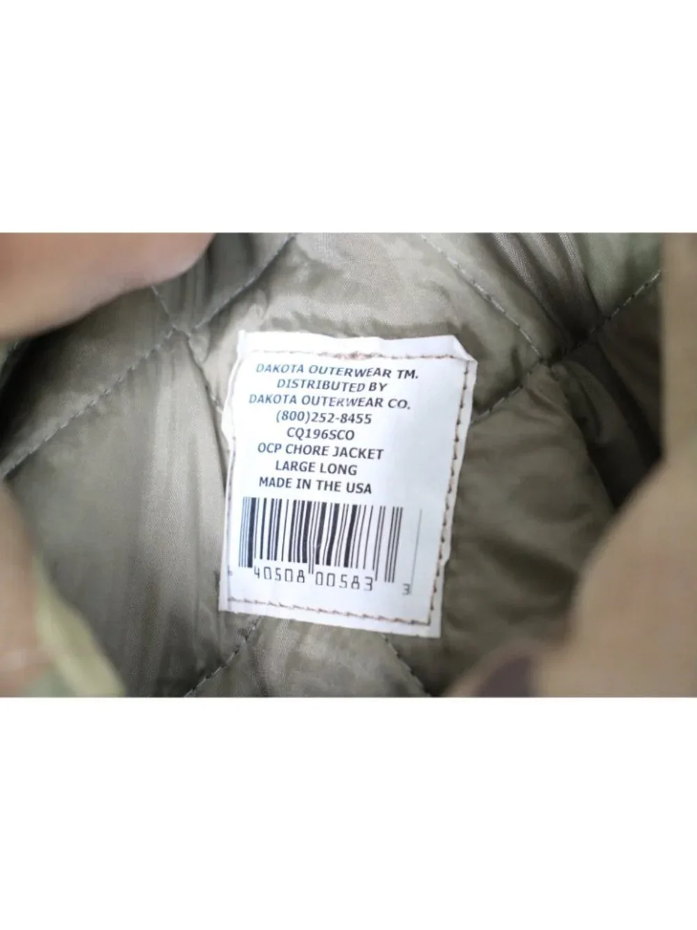 Dakota Outerwear Mens Large OCP Chore Military Camo Quilted Lined Jacket G1536